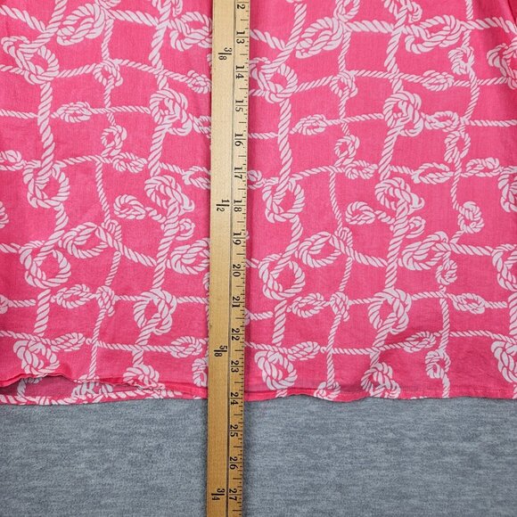 Share Talbots Women’s Size M Pink White Rope Printed V-neck 3/4 Sleeve Blouse - Picture 6 of 6